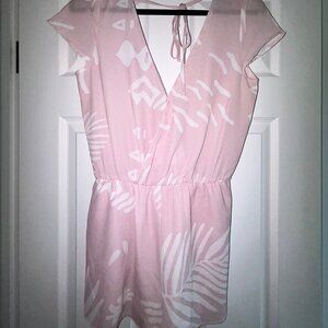 Blush Pink Leaf Print Romper